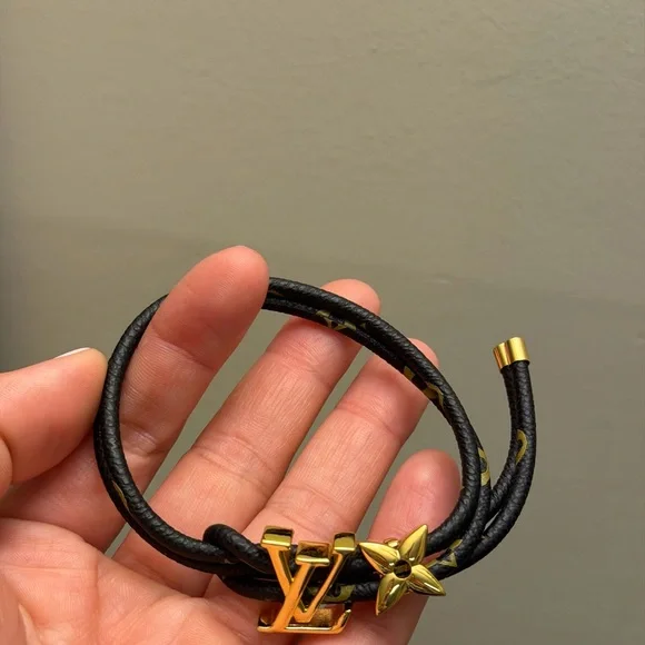 Gold lv leather black and tan Bracelet - Picture 3 of 11